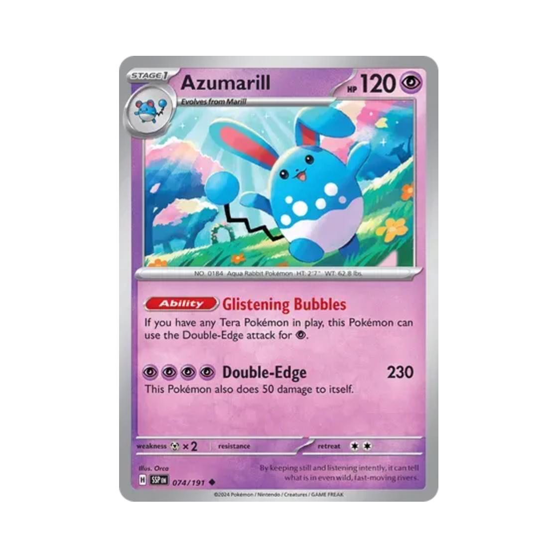 포켓몬 TCG 마릴리 U 서징 스파크 (영문판)(Pokemon TCG Azumarill U Surging Sparks (English Ver.))
