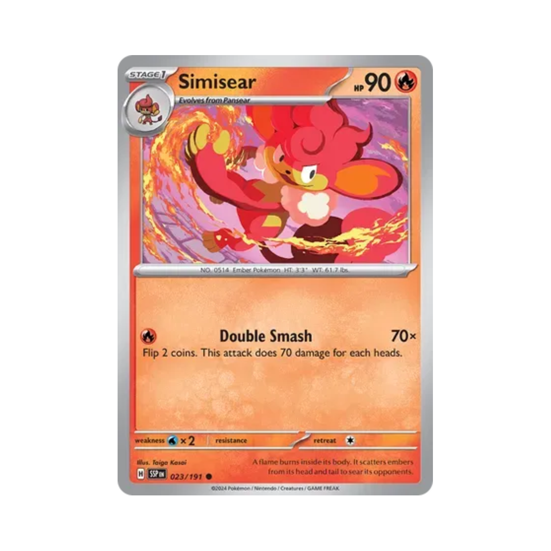 포켓몬 TCG 바오키 C 서징 스파크 (영문판)(Pokemon TCG Simisear C Surging Sparks (English Ver.))