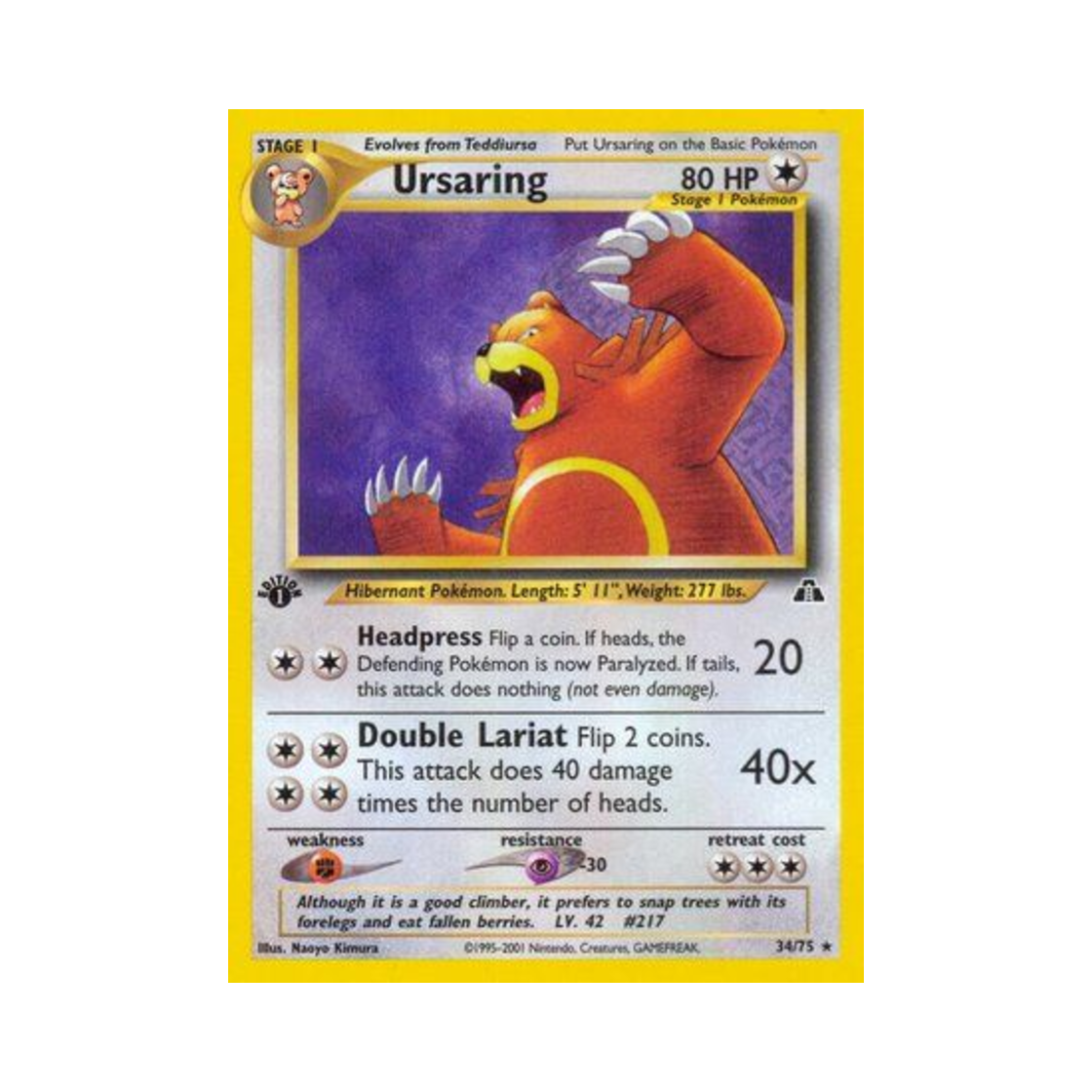 포켓몬 TCG 링곰 R 네오 디스커버리 (영문판)(Pokemon TCG Ursaring R Neo Discovery (English Ver.)) - 1