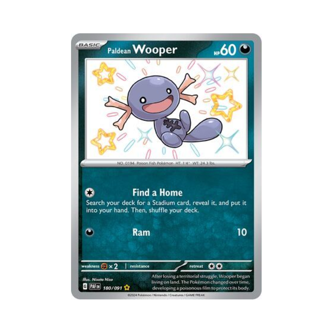 포켓몬 TCG 팔데아 우파 SR 팔데아 페이트 (영문판)(Pokemon TCG Paldean Wooper SR Paldean Fates (English Ver.))