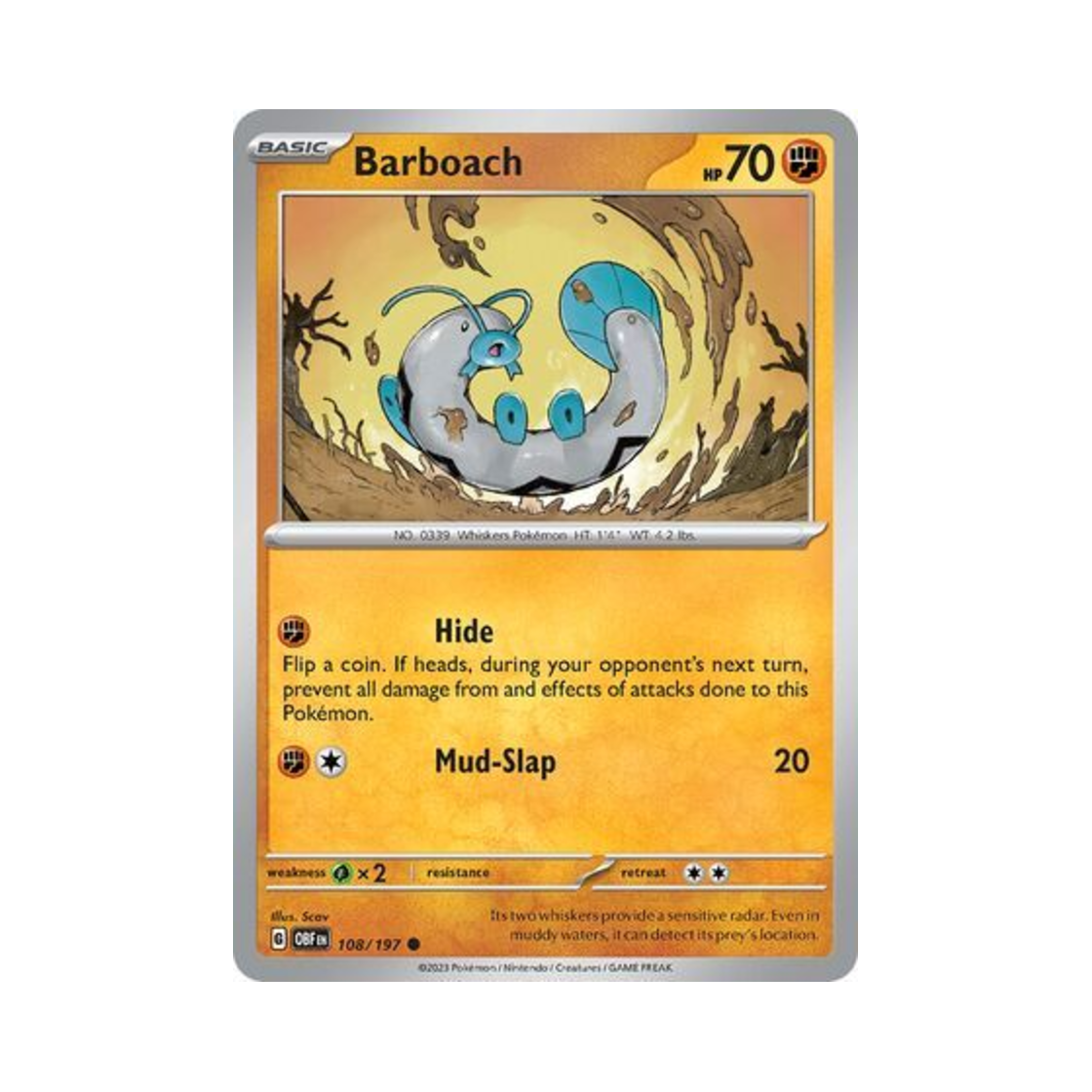 포켓몬 TCG 미꾸리 C 옵시디언 플레임즈 (영문판)(Pokemon TCG Barboach C Obsidian Flames (English Ver.)) - 1