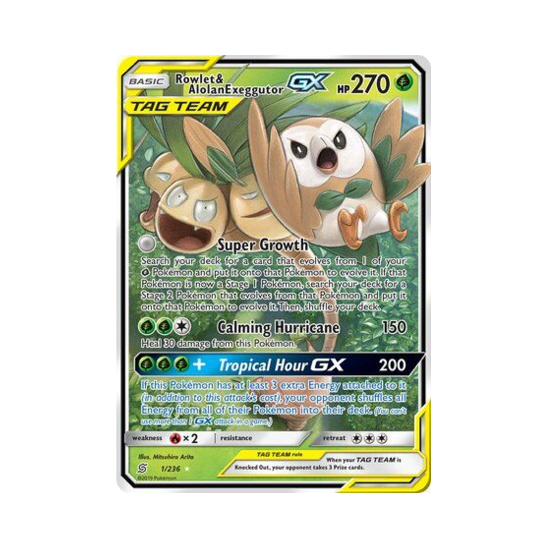 포켓몬 TCG 나몰빼미 & 알로라 나시 GX RHG 유니파이드 마인즈 (영문판)(Pokemon TCG Rowlet & Alolan Exeggutor GX RHG Unified Minds (English Ver.))