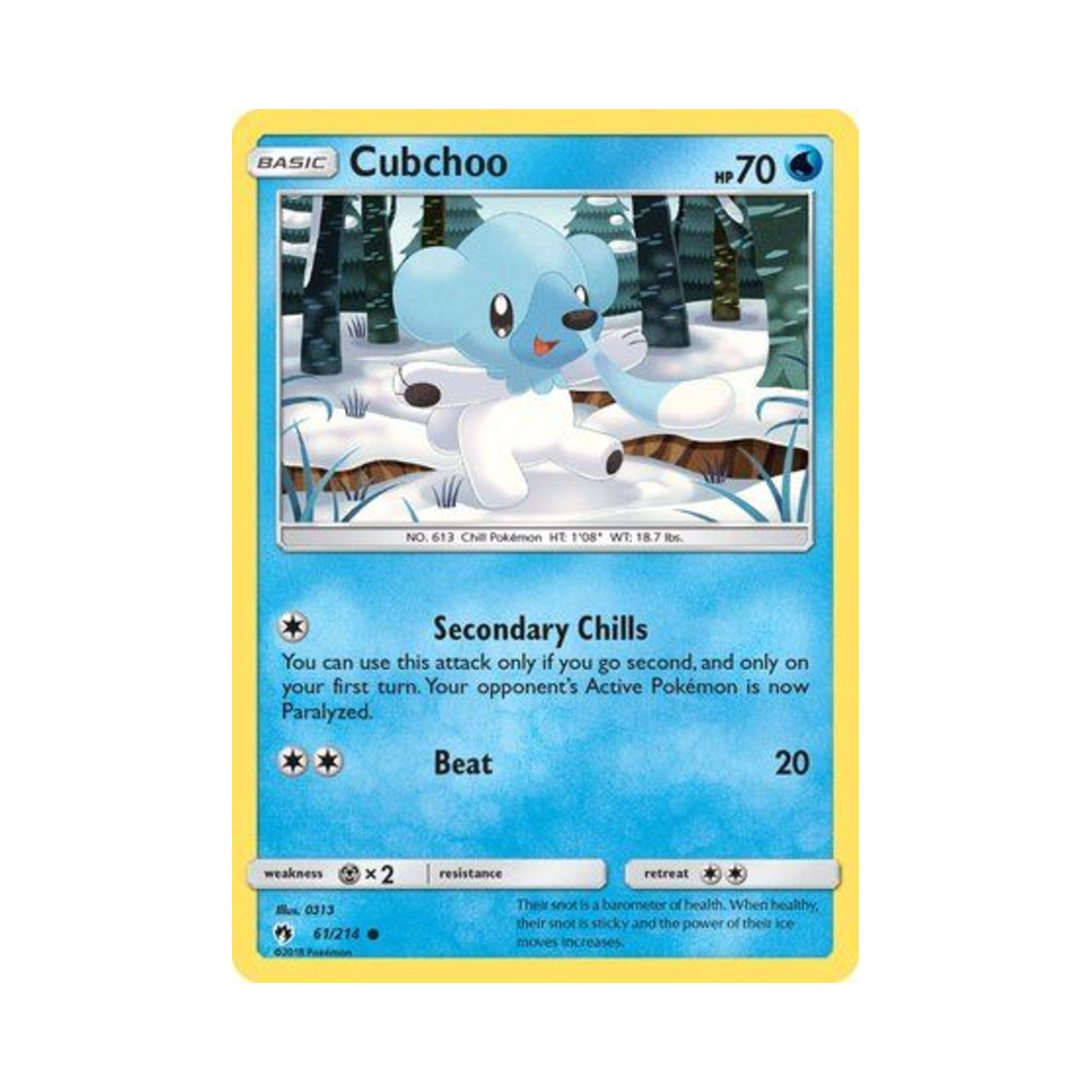 포켓몬 TCG 코고미 C 로스트 썬더 (영문판)(Pokemon TCG Cubchoo C Lost Thunder (English Ver.))