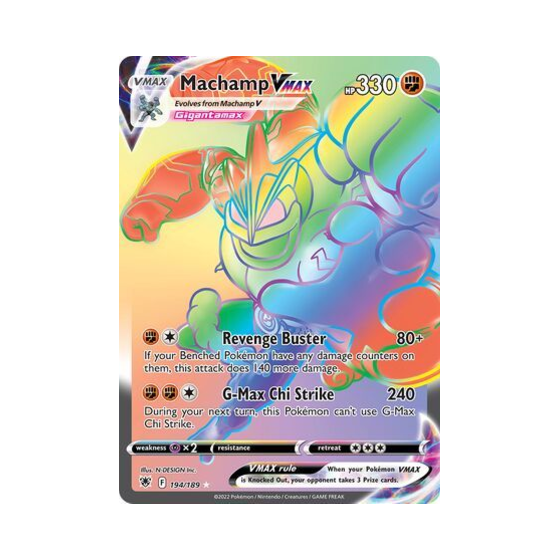 포켓몬 TCG 괴력몬 VMAX RR 아스트랄 레디안스 (영문판)(Pokemon TCG Machamp VMAX RR Astral Radiance (English Ver.))