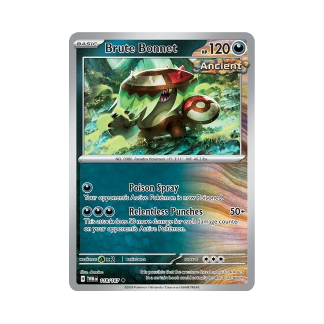포켓몬 TCG 사나운버섯 U 트와일라잇 마스커레이드 (영문판)(Pokemon TCG Brute Bonnet U Twilight Masquerade (English Ver.)) - 1
