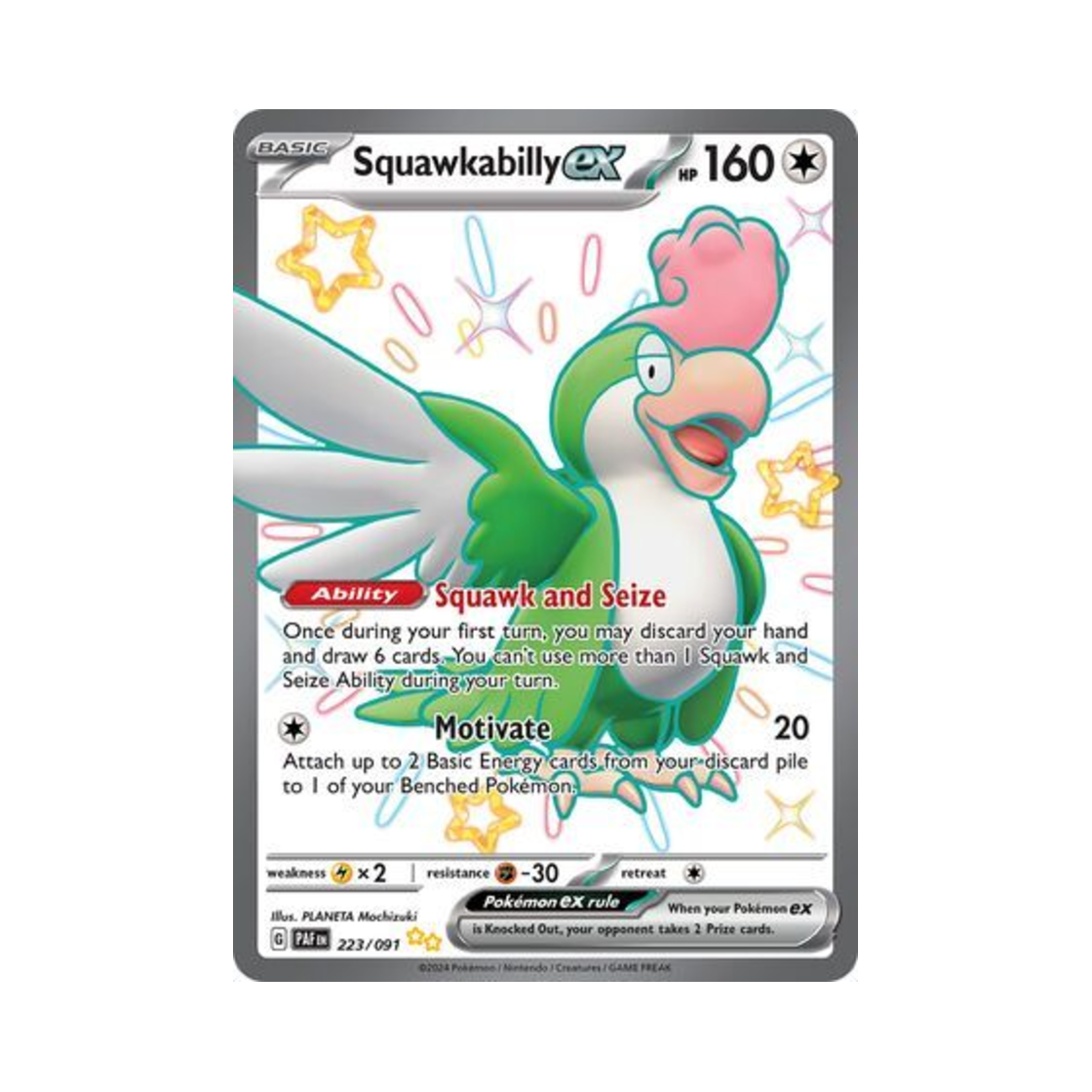 포켓몬 TCG 시비꼬 ex SUR 팔데아 페이트 (영문판)(Pokemon TCG Squawkabilly ex SUR Paldean Fates (English Ver.))