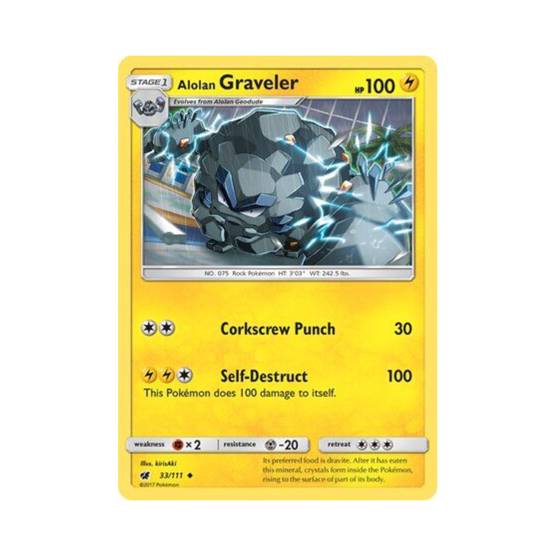 포켓몬 TCG 알로라 데구리 U 크림슨 인베이전 (영문판)(Pokemon TCG Alolan Graveler U Crimson Invasion (English Ver.)) - 1
