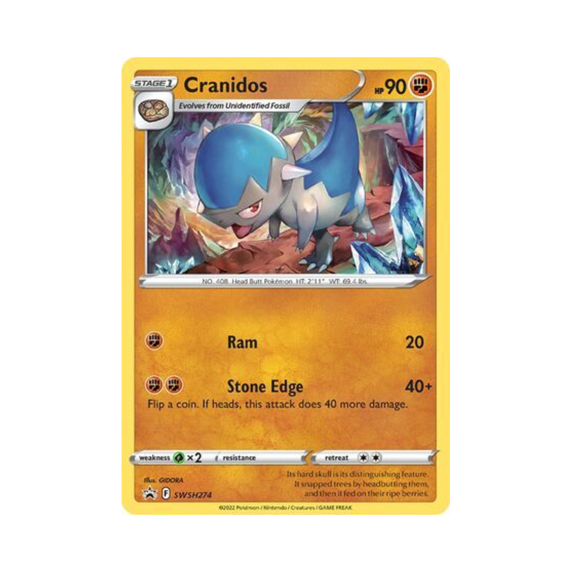 포켓몬 TCG 두개도스 P 소드 & 실드 프로모카드 (영문판)(Pokemon TCG Cranidos P Sword & Shield Promos (English Ver.)) - 1