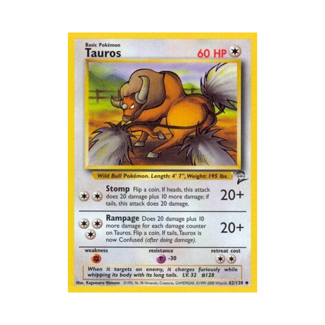 포켓몬 TCG 켄타로스 U 베이스 세트 2 (영문판)(Pokemon TCG Tauros U Base Set 2 (English Ver.)) - 1