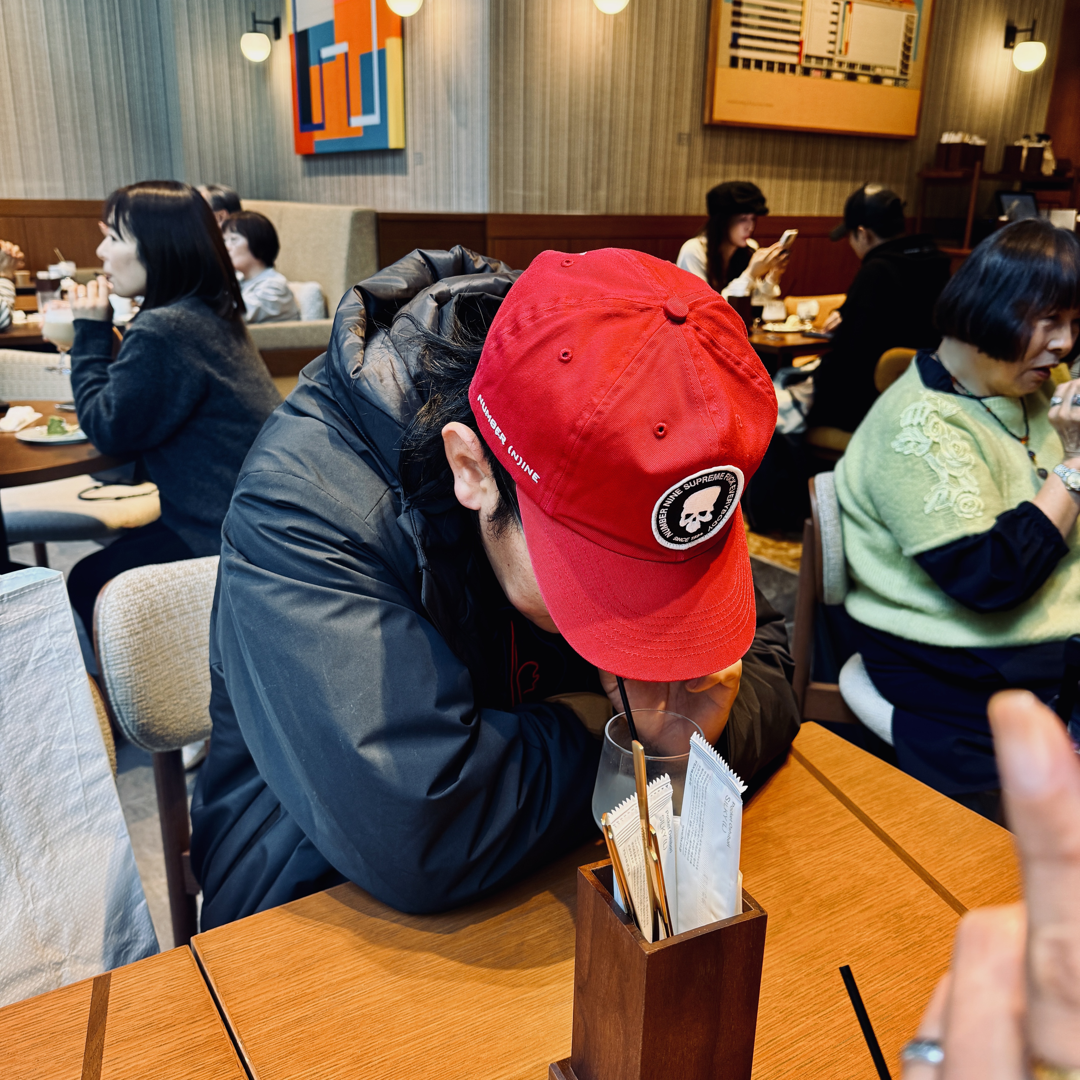 Supreme x Number (N)ine 6-Panel Red - 25FW 착용 스타일