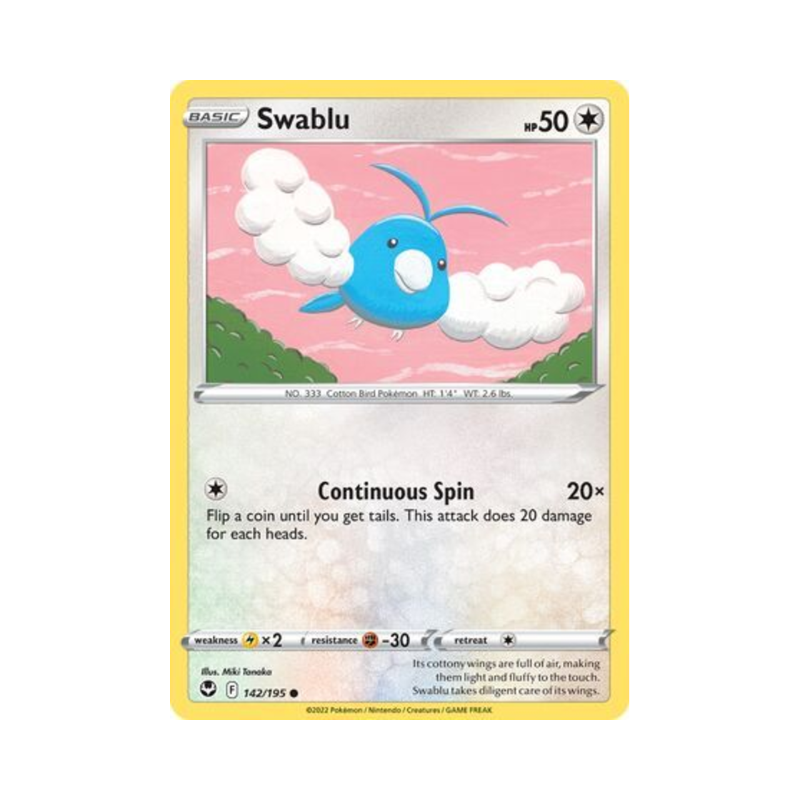포켓몬 TCG 파비코 C 실버 템페스트 (영문판)(Pokemon TCG Swablu C Silver Tempest (English Ver.)) - 1
