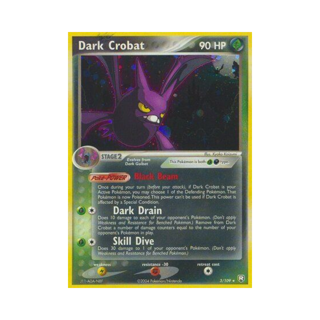 포켓몬 TCG 다크 크로뱃 RH EX 로켓단 리턴즈 (영문판)(Pokemon TCG Dark Crobat RH EX Team Rocket Returns (English Ver.))