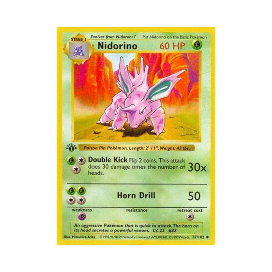 포켓몬 TCG 니드리노 U 베이스 세트 (영문판)(Pokemon TCG Nidorino U Base Set (English Ver.)) - 1
