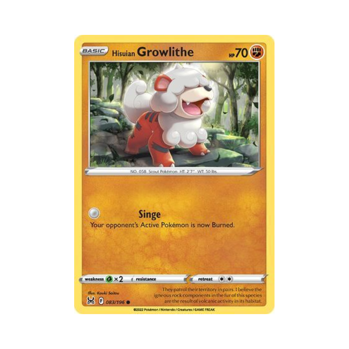 포켓몬 TCG 히스이 가디 C 로스트 오리진 (영문판)(Pokemon TCG Hisuian Growlithe C Lost Origin (English Ver.)) - 1