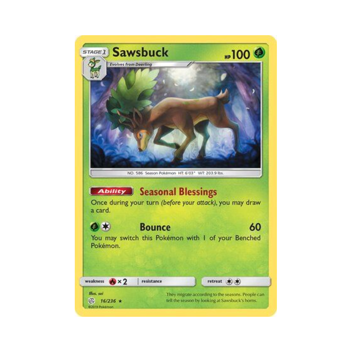포켓몬 TCG 바라철록 RH 코스믹 이클립스 (영문판)(Pokemon TCG Sawsbuck RH Cosmic Eclipse (English Ver.))