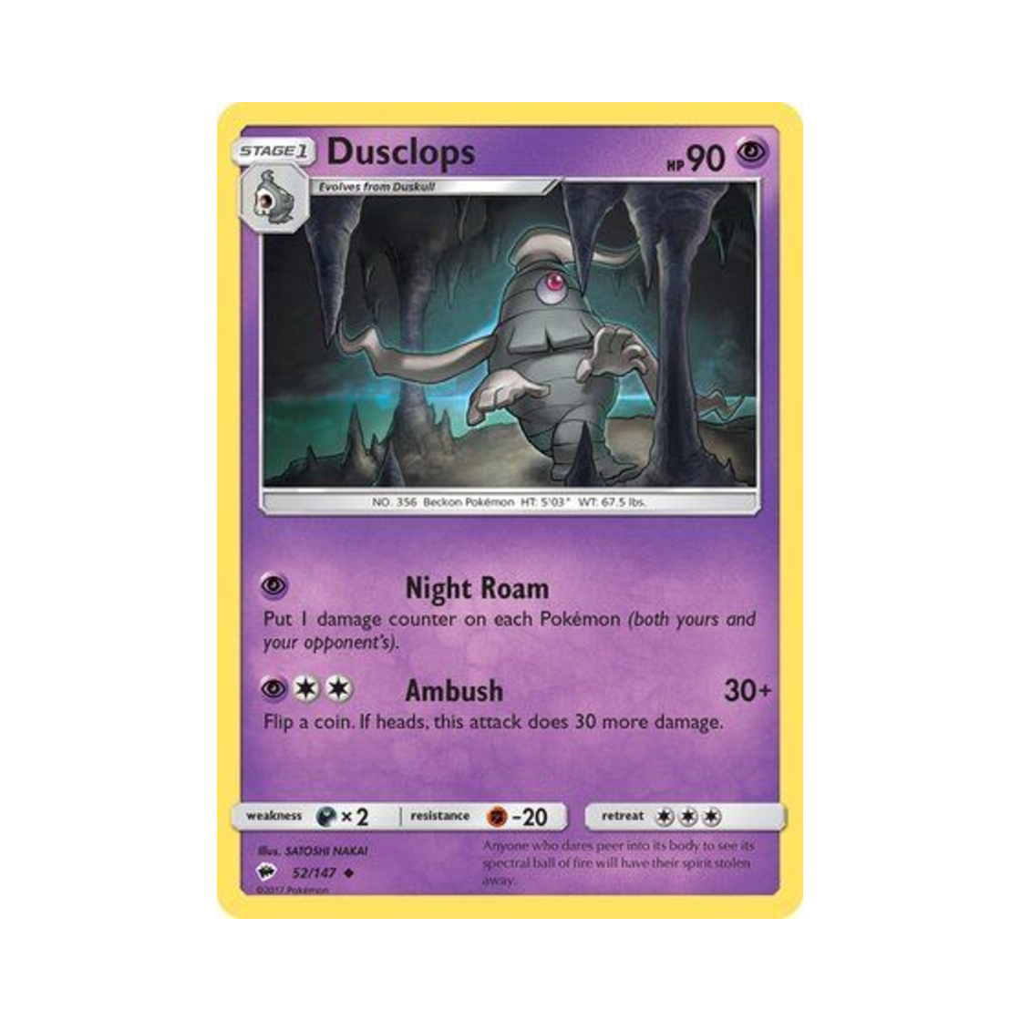 포켓몬 TCG 미라몽 U 버닝 쉐도우 (영문판)(Pokemon TCG Dusclops U Burning Shadows (English Ver.)) - 1