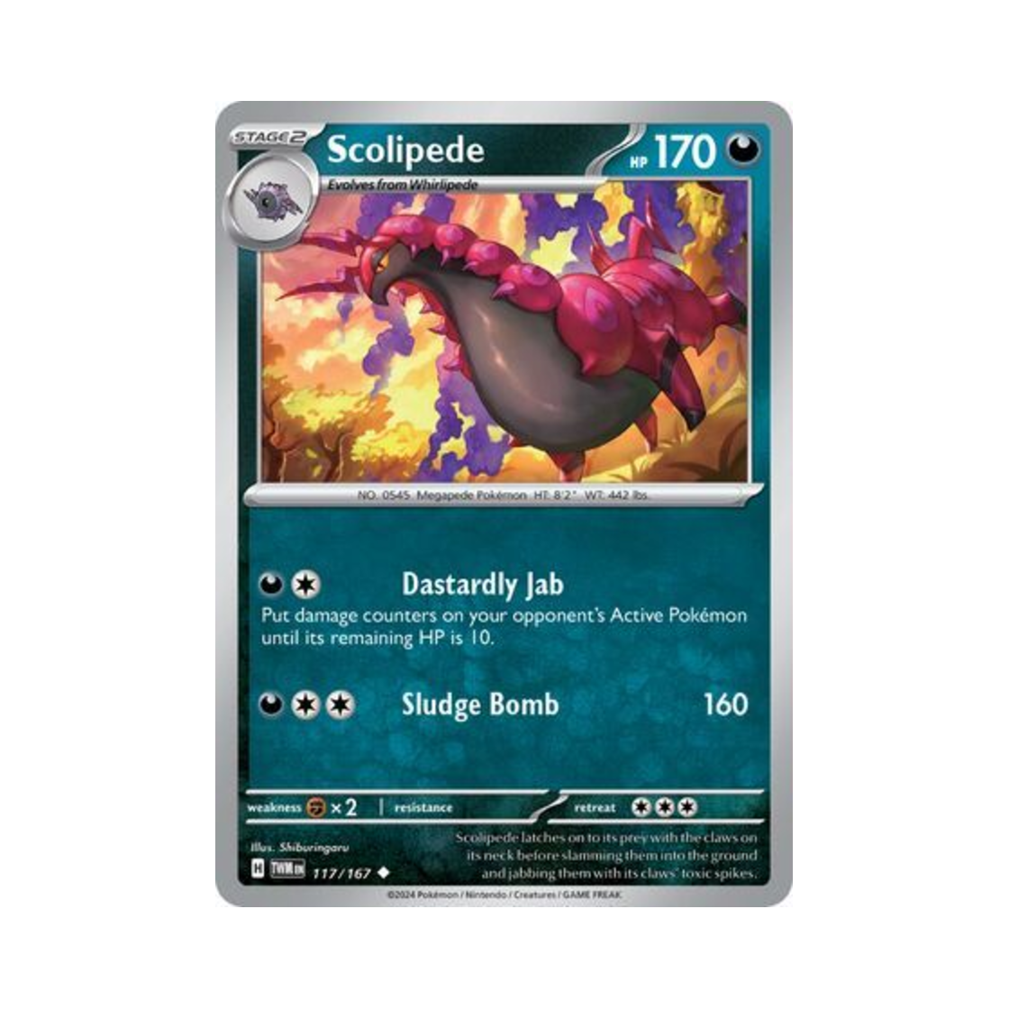 포켓몬 TCG 펜드라 U 트와일라잇 마스커레이드 (영문판)(Pokemon TCG Scolipede U Twilight Masquerade (English Ver.))