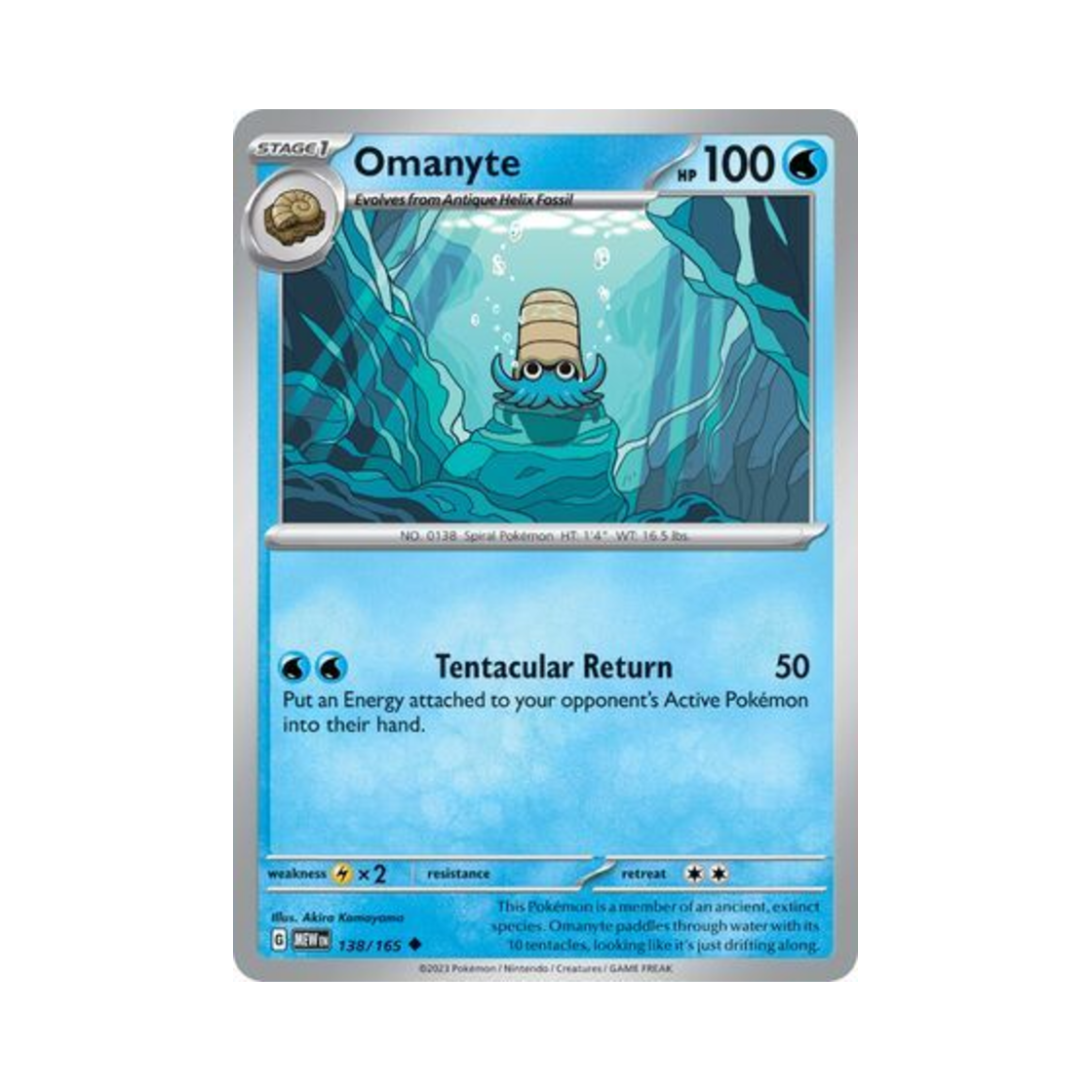 MEW138/165 Pokemon TCG Omanyte U Scarlet & Violet 151 (English Ver.)