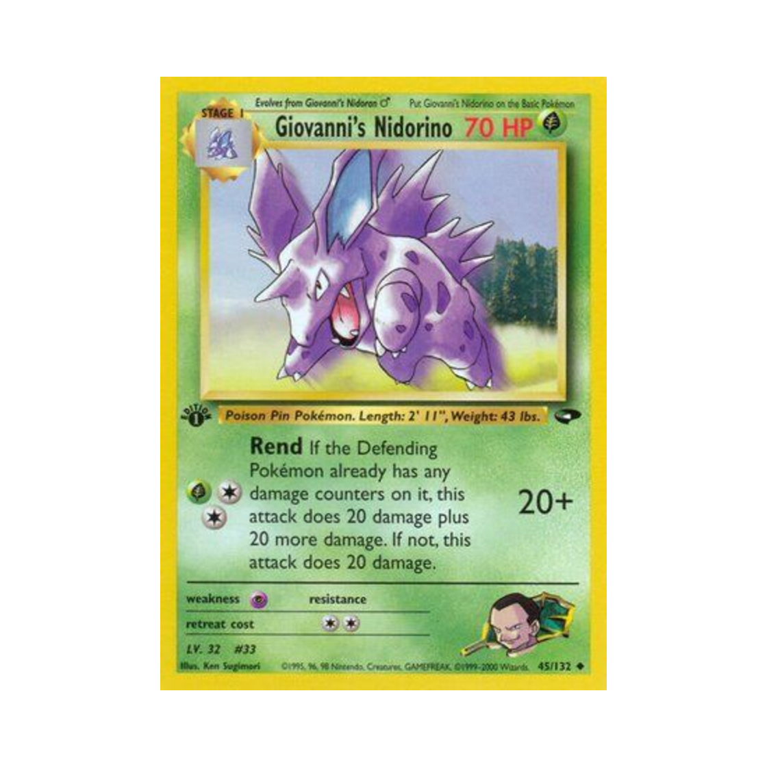 포켓몬 TCG 비주기의 니드리노 U 짐 첼린지 (영문판)(Pokemon TCG Giovanni's Nidorino U Gym Challenge (English Ver.)) - 1