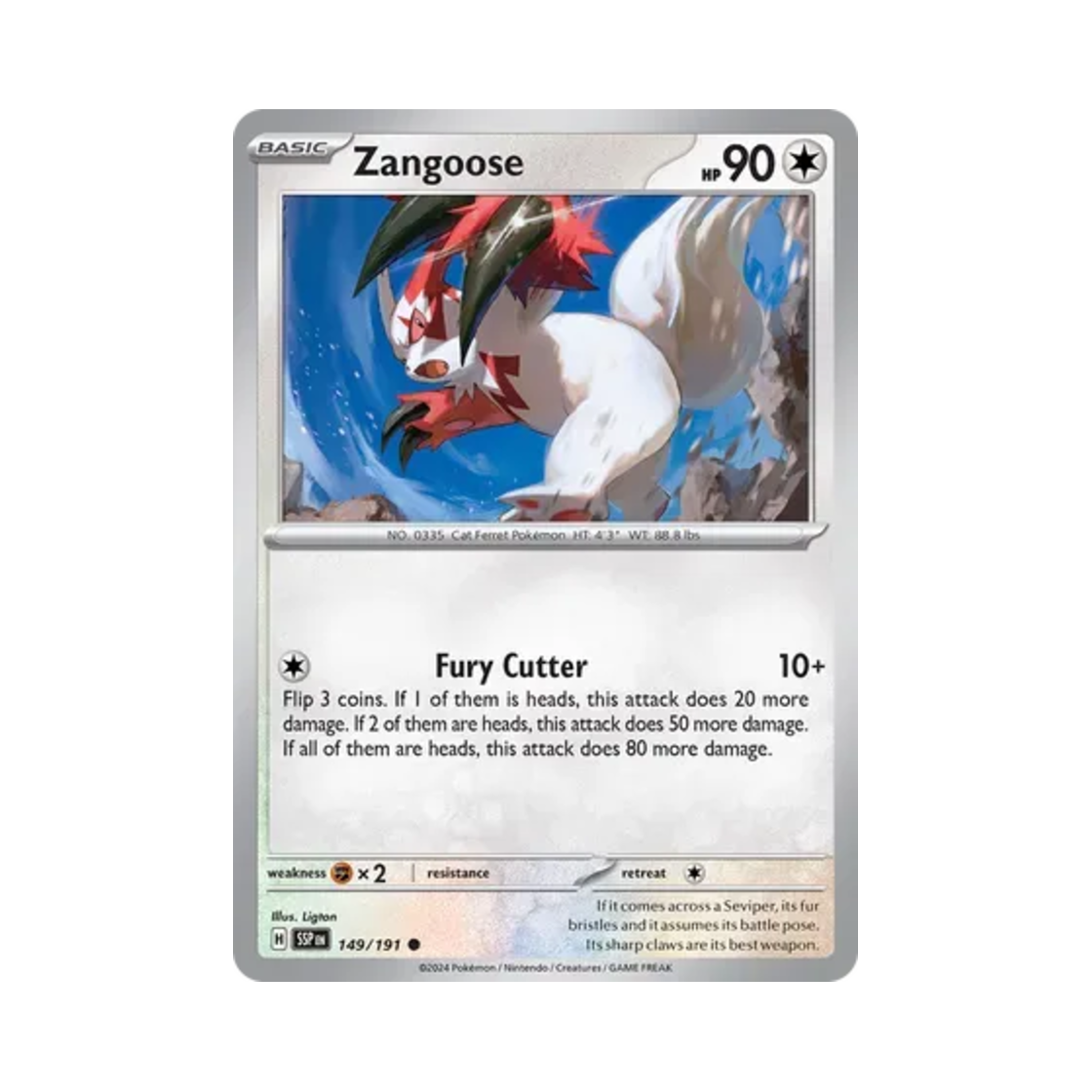 포켓몬 TCG 쟝고 C 서징 스파크 (영문판)(Pokemon TCG Zangoose C Surging Sparks (English Ver.)) - 1