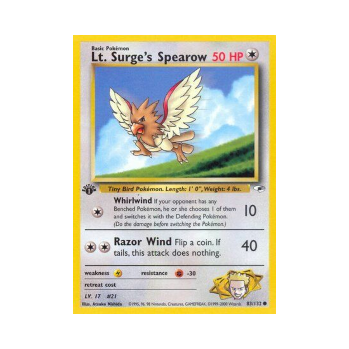 포켓몬 TCG 마티스의 깨비참 C 짐 히어로즈 (영문판)(Pokemon TCG Lt. Surge's Spearow C Gym Heroes (English Ver.)) - 1