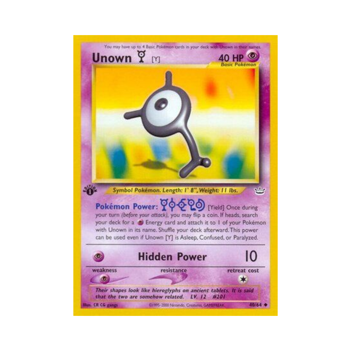 포켓몬 TCG 안농 Y U 네오 레버레이션 (영문판)(Pokemon TCG Unown Y U Neo Revelation (English Ver.)) - 1