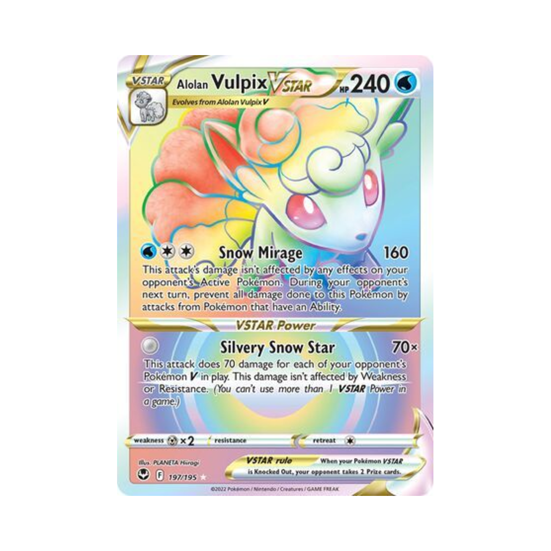 포켓몬 TCG 알로라 식스테일 VSTAR RR 실버 템페스트 (영문판)(Pokemon TCG Alolan Vulpix VSTAR RR Silver Tempest (English Ver.))