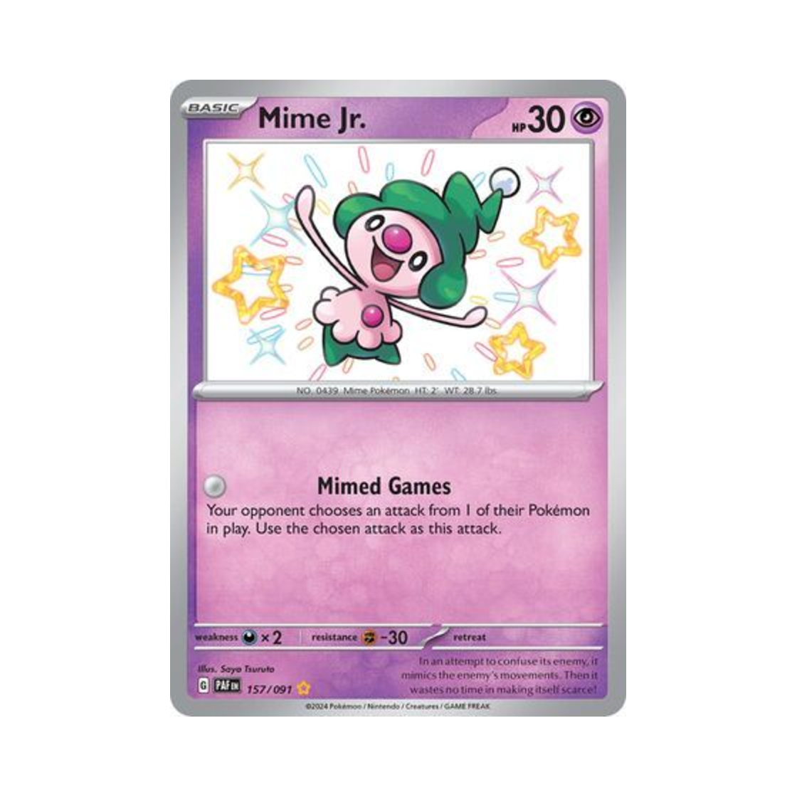 포켓몬 TCG 흉내내 SR 팔데아 페이트 (영문판)(Pokemon TCG Mime Jr. SR Paldean Fates (English Ver.))