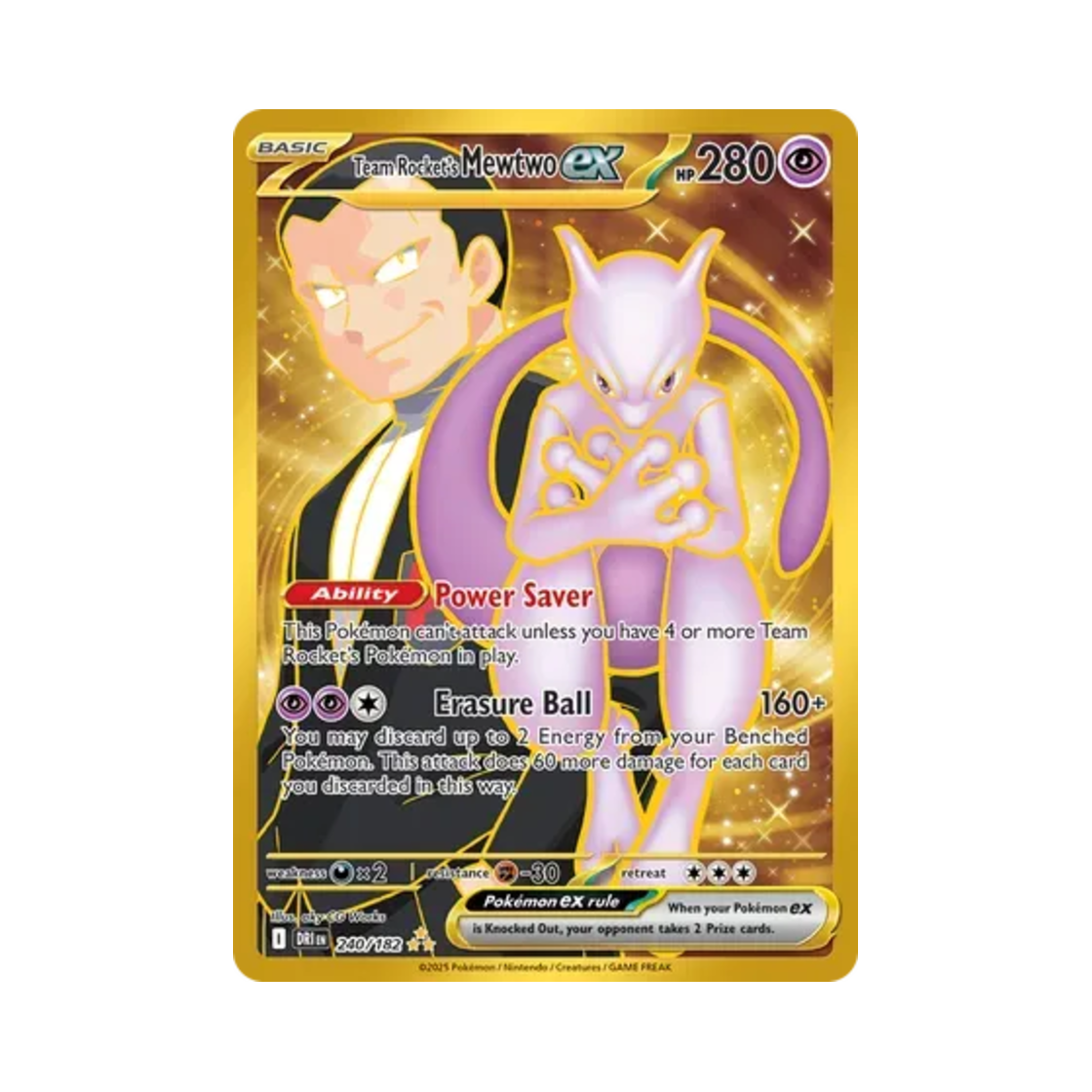 DRI240/182 Pokemon TCG Team Rocket's Mewtwo ex HR Destined Rivals (English Ver.)