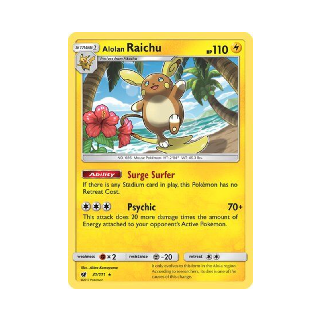 포켓몬 TCG 알로라 라이츄 RH 크림슨 인베이전 (영문판)(Pokemon TCG Alolan Raichu RH Crimson Invasion (English Ver.)) - 1