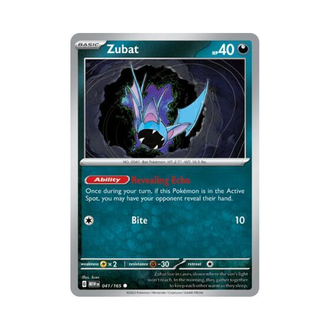 포켓몬 TCG 주뱃 C 스칼렛 & 바이올렛 151 (영문판)(Pokemon TCG Zubat C Scarlet & Violet 151 (English Ver.)) - 1