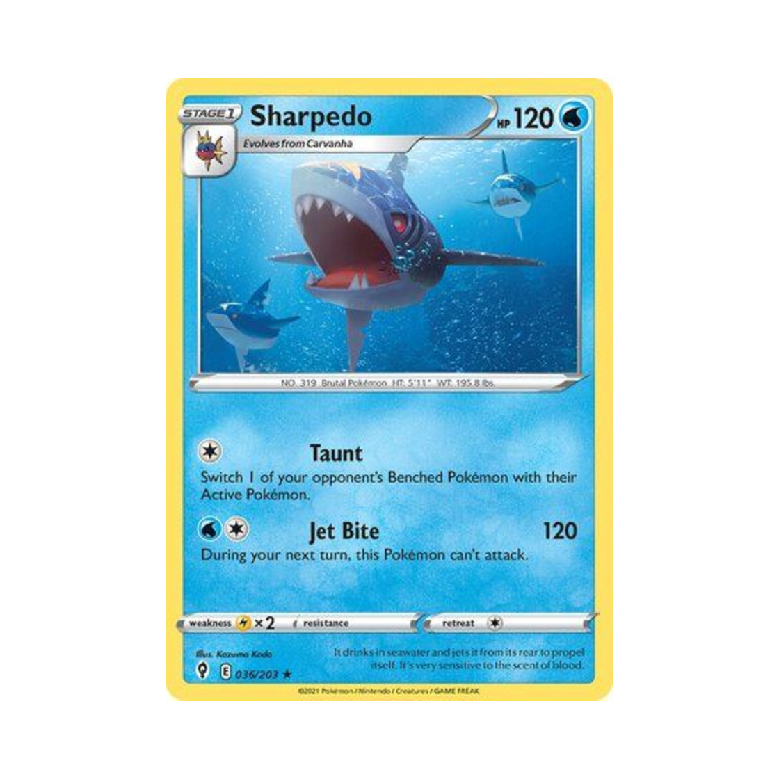 포켓몬 TCG 샤크니아 R 이볼빙 스카이즈 (영문판)(Pokemon TCG Sharpedo R Evolving Skies (English Ver.))
