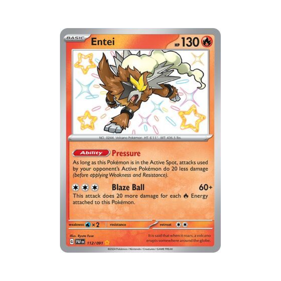 포켓몬 TCG 앤테이 SR 팔데아 페이트 (영문판)(Pokemon TCG Entei SR Paldean Fates (English Ver.)) - 1