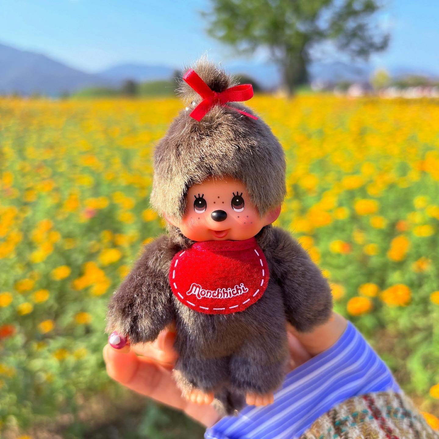 Monchhichi Keychain Mini Girl, Monchhichi DX Keychain Bearchhichi 착용 스타일 - 1