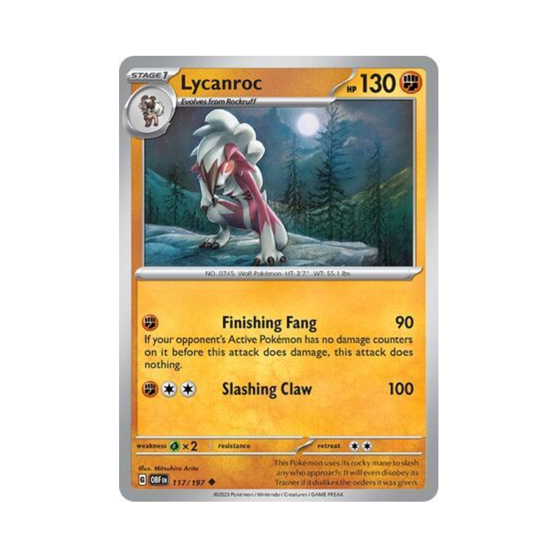포켓몬 TCG 루가루암 U 옵시디언 플레임즈 (영문판)(Pokemon TCG Lycanroc U Obsidian Flames (English Ver.)) - 1