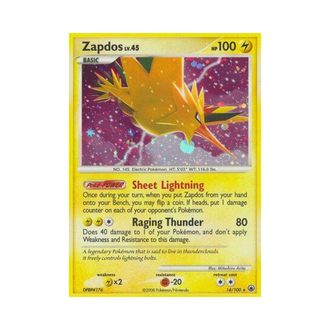 포켓몬 TCG 썬더 RH 마제스티 던 (영문판)(Pokemon TCG Zapdos RH Majestic Dawn (English Ver.)) - 1