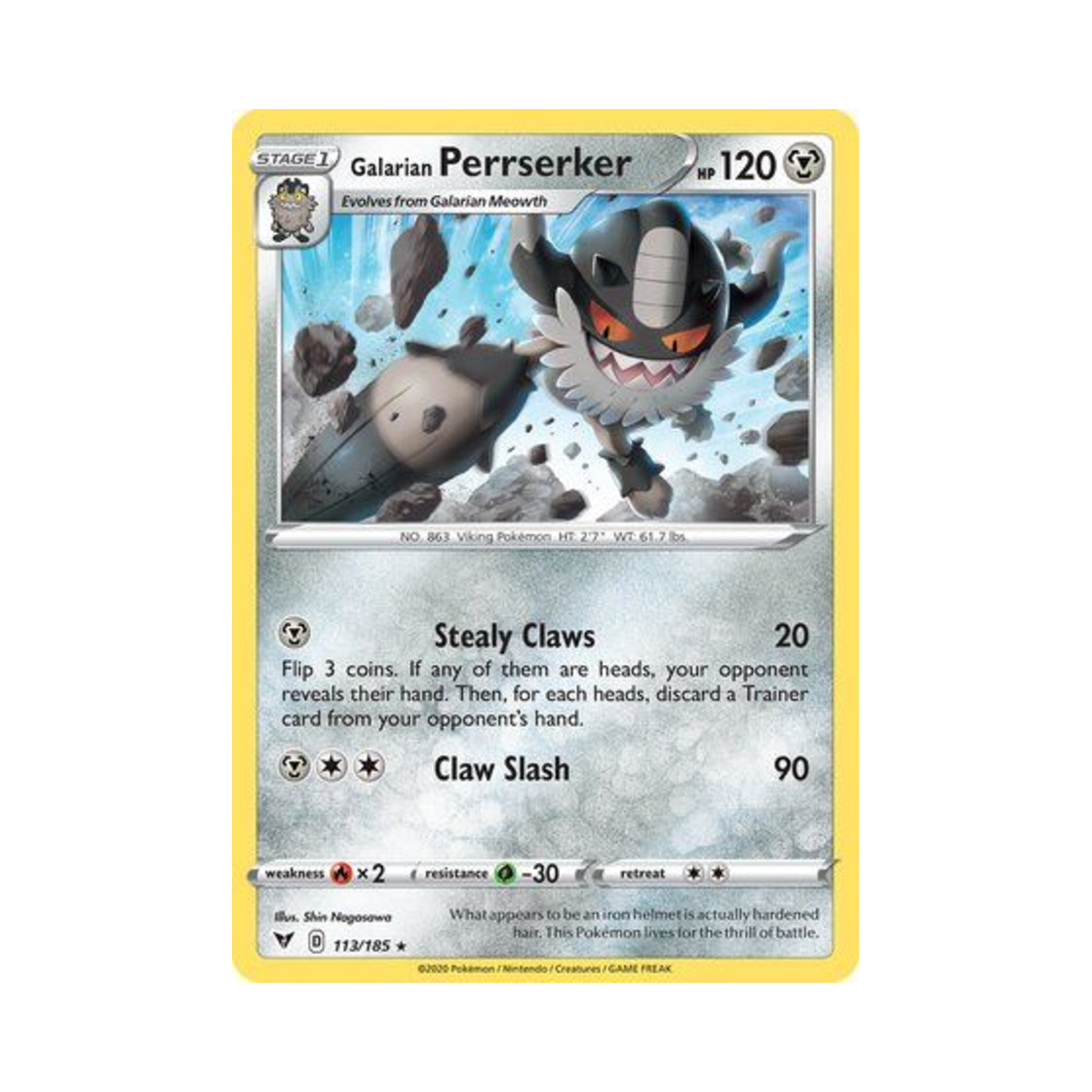 포켓몬 TCG 가라르 나이킹 R 비비드 볼티지 (영문판)(Pokemon TCG Galarian Perrserker R Vivid Voltage (English Ver.)) - 1