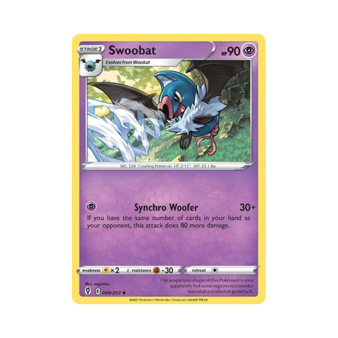 포켓몬 TCG 맘박쥐 U 이볼빙 스카이즈 (영문판)(Pokemon TCG Swoobat U Evolving Skies (English Ver.)) - 1