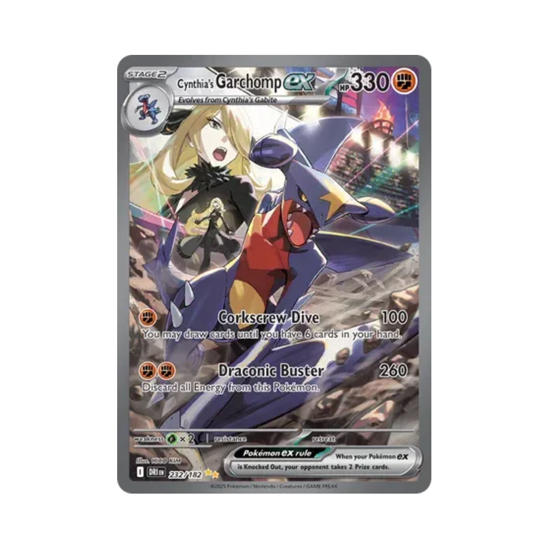 포켓몬 TCG 난천의 한카리아스 ex SIR 데스티니드 라이벌스 (영문판)(Pokemon TCG Cynthia's Garchomp ex SIR Destined Rivals (English Ver.))