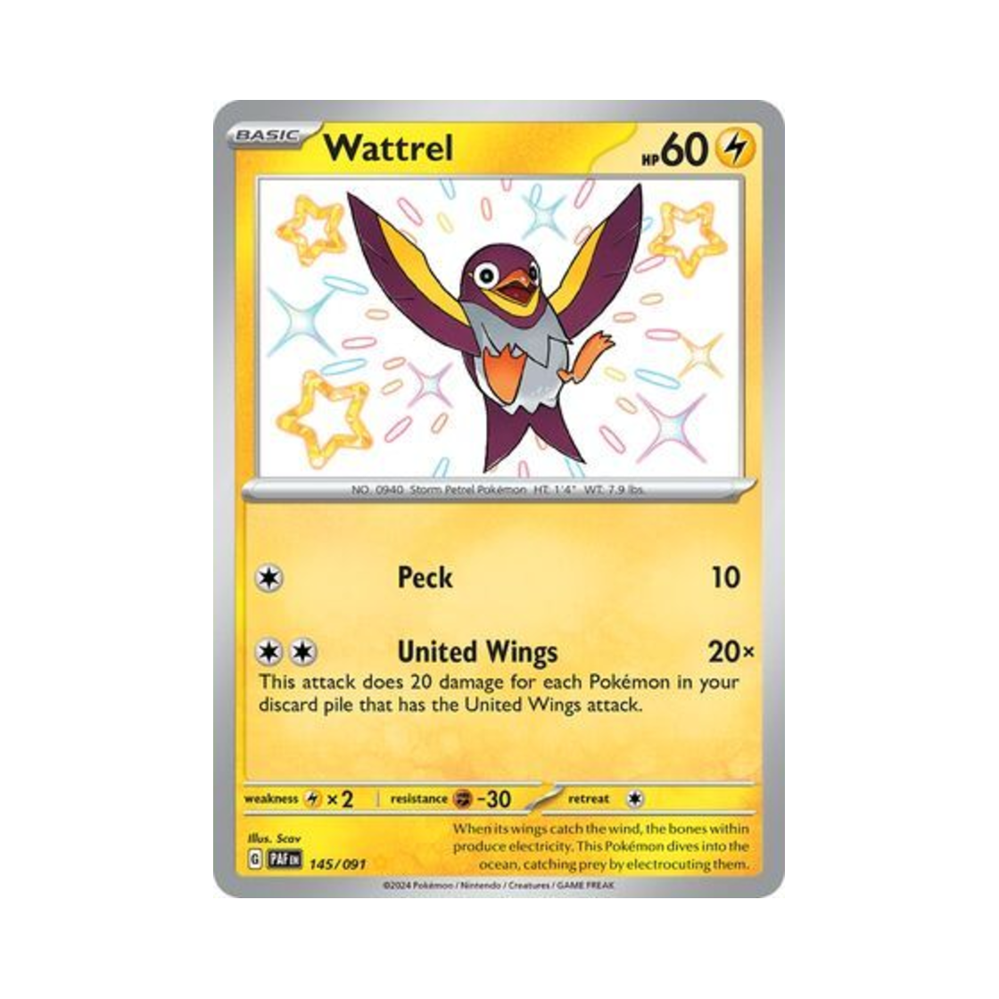 포켓몬 TCG 찌리비 SR 팔데아 페이트 (영문판)(Pokemon TCG Wattrel SR Paldean Fates (English Ver.)) - 1