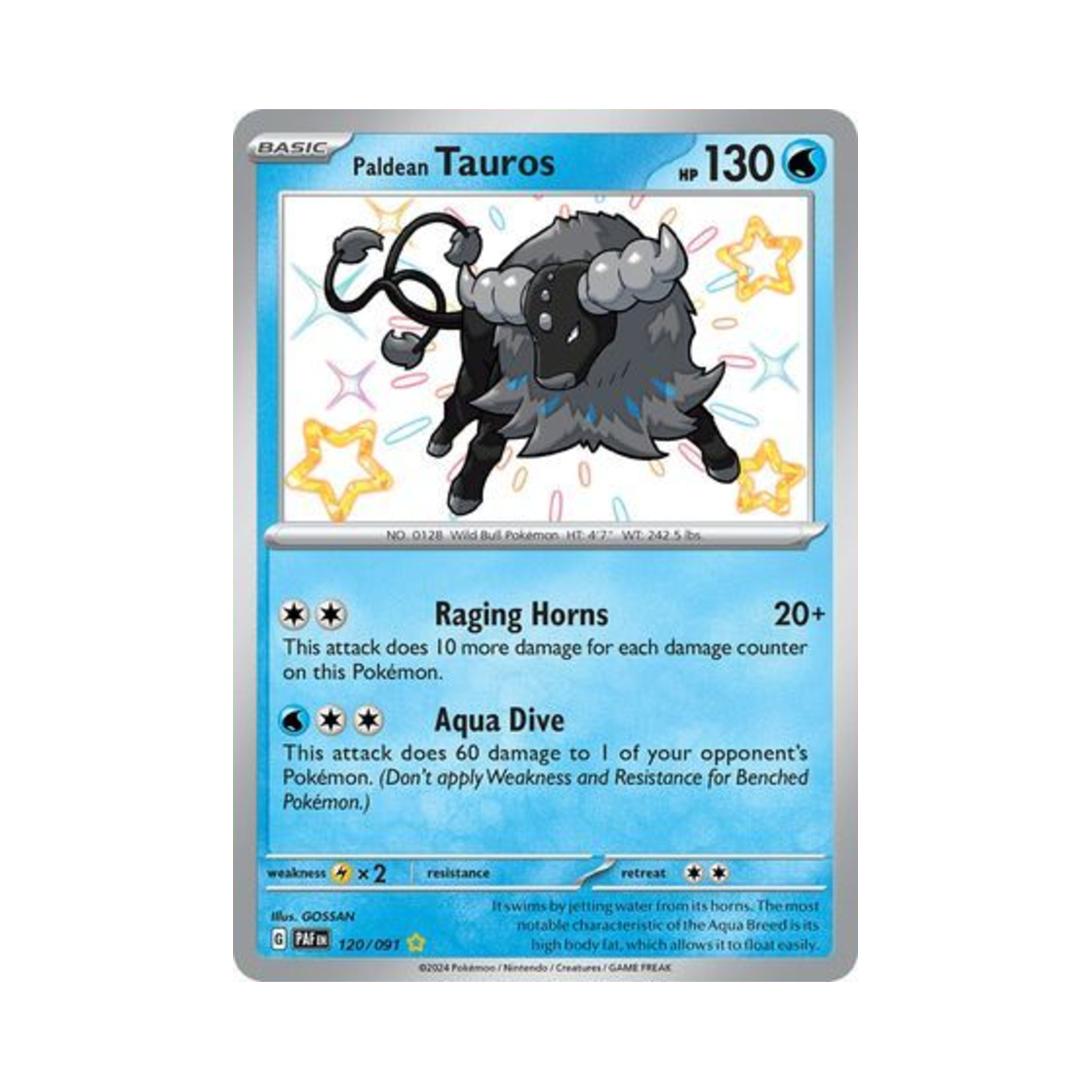포켓몬 TCG 팔데아 켄타로스 SR 팔데아 페이트 (영문판)(Pokemon TCG Paldean Tauros SR Paldean Fates (English Ver.)) - 1