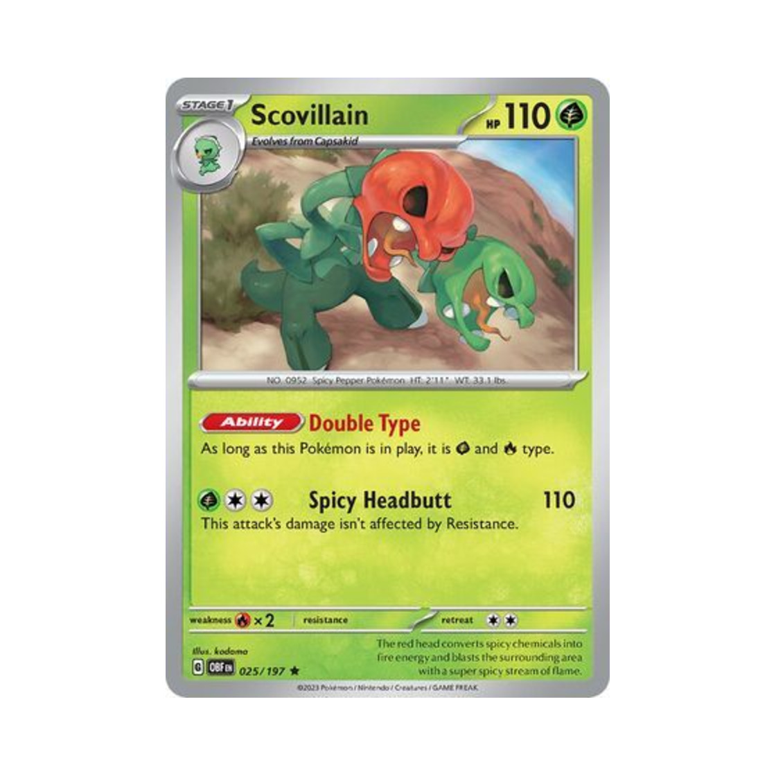 포켓몬 TCG 스코빌런 R 옵시디언 플레임즈 (영문판)(Pokemon TCG Scovillain R Obsidian Flames (English Ver.)) - 1