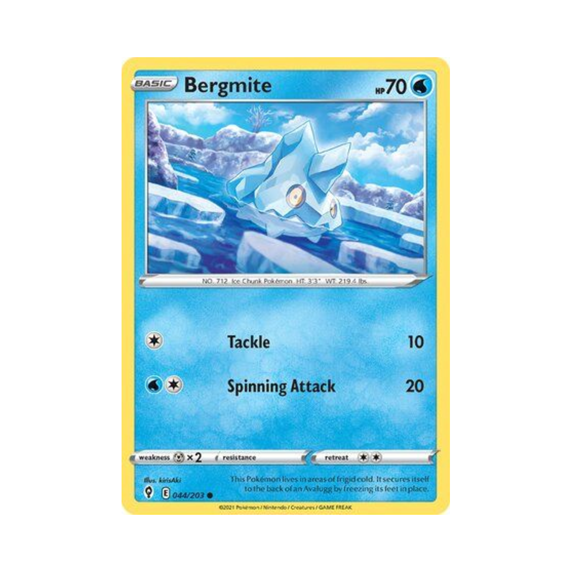 포켓몬 TCG 꽁어름 C 이볼빙 스카이즈 (영문판)(Pokemon TCG Bergmite C Evolving Skies (English Ver.)) - 1