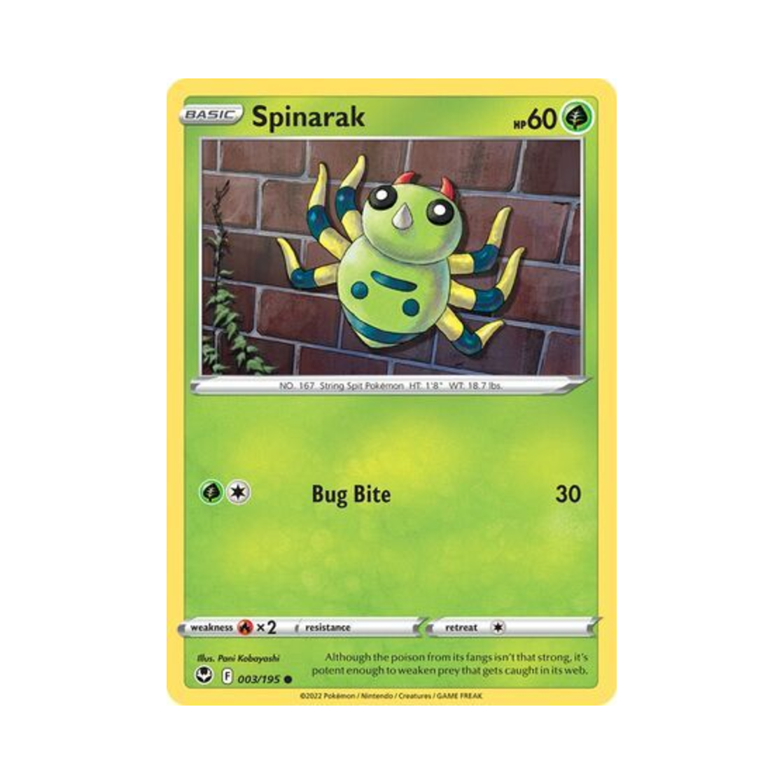 SIT003/195 Pokemon TCG Spinarak C Silver Tempest (English Ver.)