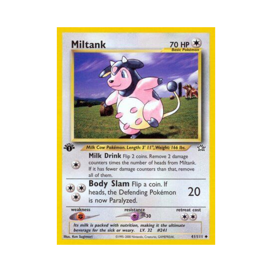 포켓몬 TCG 밀탱크 U 네오 제네시스 (영문판)(Pokemon TCG Miltank U Neo Genesis (English Ver.))