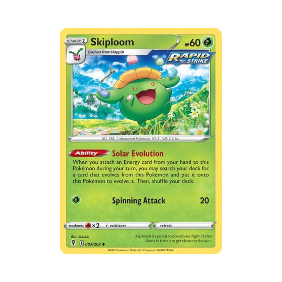 포켓몬 TCG 두코 U 이볼빙 스카이즈 (영문판)(Pokemon TCG Skiploom U Evolving Skies (English Ver.)) - 1