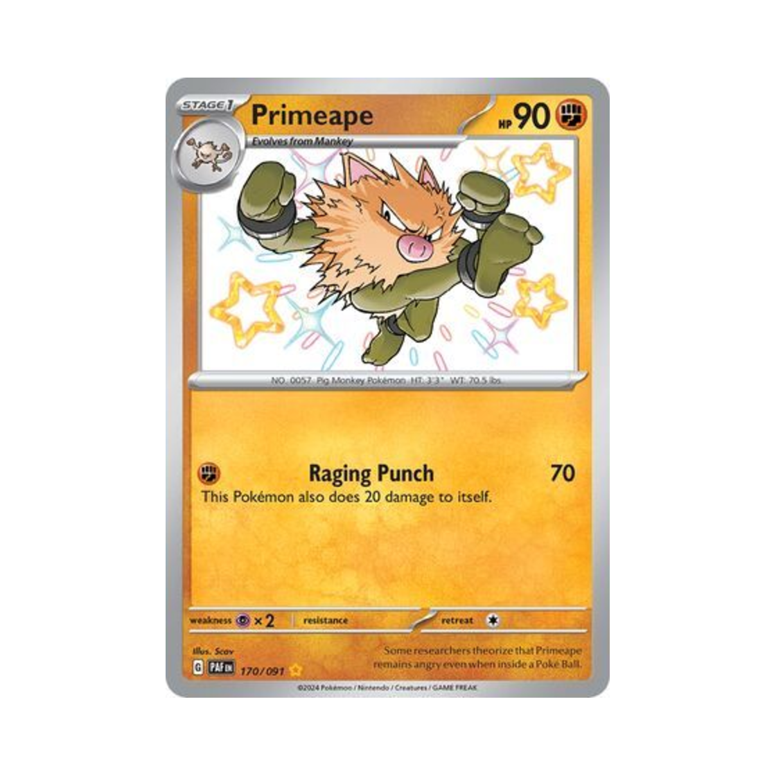 포켓몬 TCG 성원숭 SR 팔데아 페이트 (영문판)(Pokemon TCG Primeape SR Paldean Fates (English Ver.)) - 1