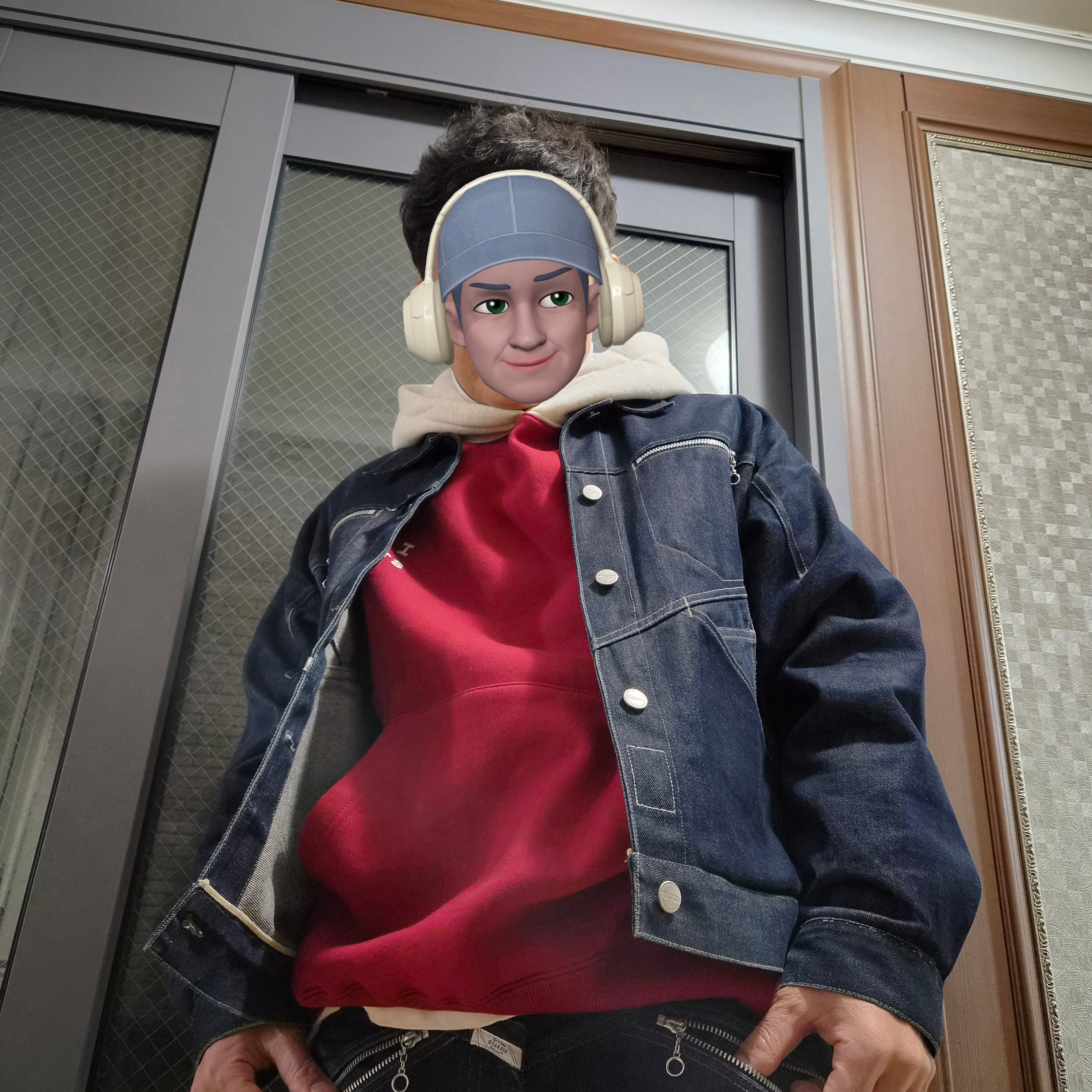 IAB Studio 24 Christmas Hoodie Burgundy Oatmeal 착용 스타일 - 2