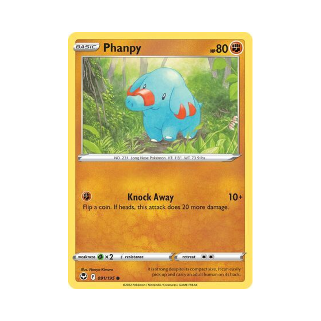 포켓몬 TCG 코코리 C 실버 템페스트 (영문판)(Pokemon TCG Phanpy C Silver Tempest (English Ver.))