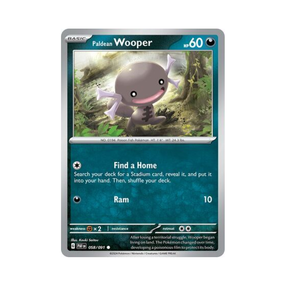 포켓몬 TCG 팔데아 우파 C 팔데아 페이트 (영문판)(Pokemon TCG Paldean Wooper C Paldean Fates (English Ver.)) - 1